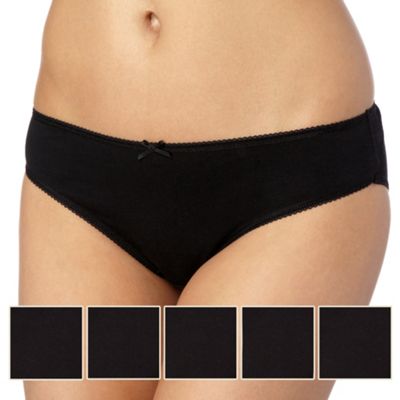 Debenhams Pack of five cotton black bikini briefs
